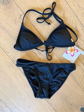 PAC Sun Topanga Gurls Black Triangle Bikini Set with Ties
